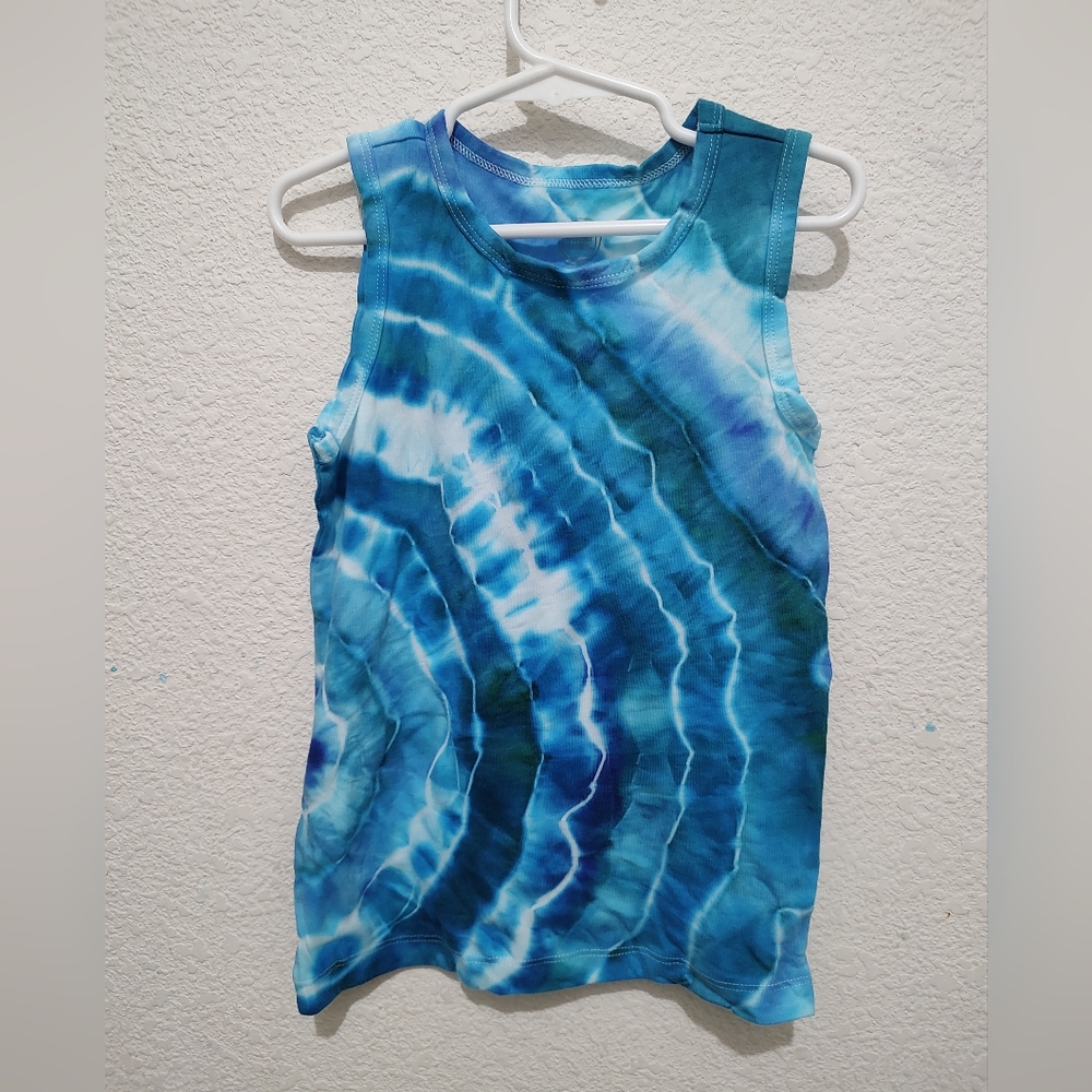 Blue Tie-Dye Tank Top Hand Dyed By Me
